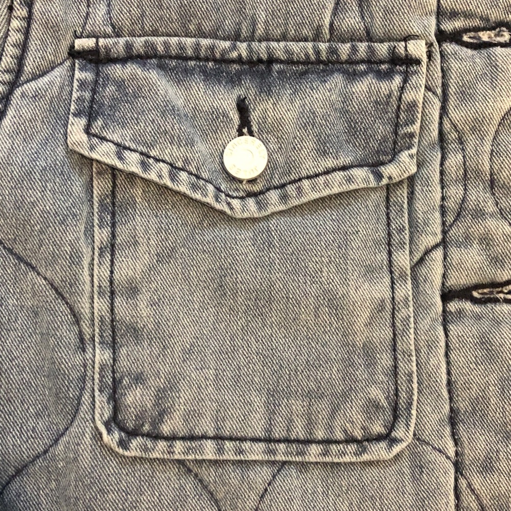 Sincerely Jules Quilted Denim Jacket Blue Small Button Front Shacket - Picture 4 of 9